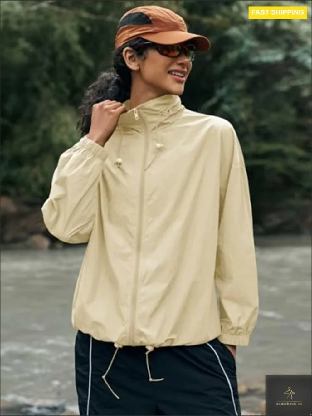 Lightweight Waterproof Rain Jacket Zip Up Hooded Windbreaker for Outdoor Hiking